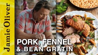 Roast Pork Fennel amp Bean Gratin  Jamie What to Eat This Week  Channel 4 Mondays 8pm [upl. by Afatsom]