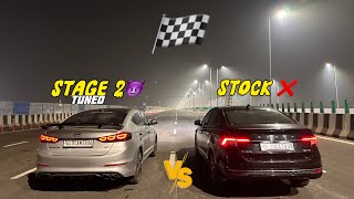 🥵STAGE 2 ELANTRA Tuned vs Skoda SLAVIA 15 TSI  Drag race [upl. by Ibrab]