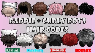 BADDIE  CURLY HAIR CODES amp LINKS FOR BOYS  Brookhaven Bloxburg Berry Avenue  ROBLOX [upl. by Eirrok233]