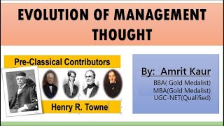 Evolution of Management Thought  Pre classical Contributors  Andrew Ure  Dupin  Henry Towne [upl. by Imuy494]