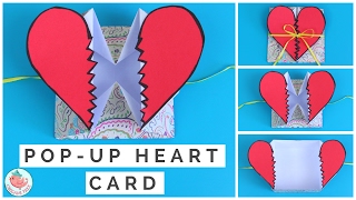 Pop Up Heart Card Tutorial  How to Make a Pop Up Heart Break Card StepByStep with Narration [upl. by Annadiana]