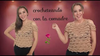 ⭐⭐⭐⭐⭐tutorial blusa olanes a crochet parte 1 crocheteando con la comadre [upl. by Mosa]