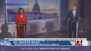 Ted Budd Cheri Beasley face off in first only debate prior to Senate election [upl. by Naicul]