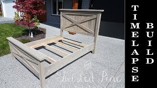 Custom Made Farmhouse Bed Build Timelapse  Long Version  Twisted Pine Woodworking Co [upl. by Trilbie]