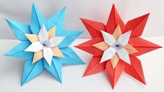 Colored Big Paper FLOWER  Lily Origami  Tutorial DIY [upl. by Abrahams]