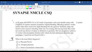 SYNAPSE NMCLE CSQ RECALL PAST QUESTION [upl. by Eninotna120]