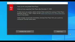 Flash Player Uninstall Message  What to do [upl. by Alphonsa]