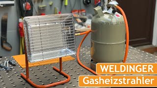 WELDINGER Gasheizstrahler Hot  27 bis 42 kW mit Standfuß und Piezozündung  Heizen im Winter [upl. by Maurreen]