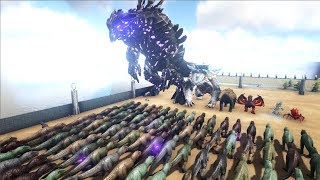 100 Giganotosaurs VS ARK Bosses  Cantex [upl. by Ardnosac211]