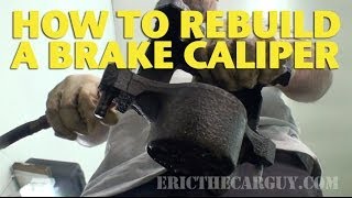 How To Rebuild a Front Brake Caliper EricTheCarGuy [upl. by Aislehc]