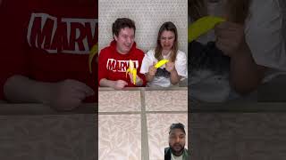 Fake banana vs real banana eating challenge challenge hmelkofm banana funny shorts [upl. by Colman]