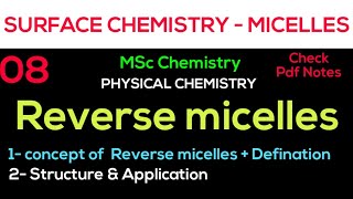 Reverse micelles  Concept Structure Application  SURFACE CHEMISTRY •Msc chemistry• notes [upl. by Lainahtan]