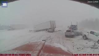 Snow and ice blamed for HUGE multivehicle crash in Michigan [upl. by Lisan]