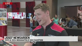 Defending backtoback HyVee IndyCar Race Weekend champion Josef Newgarden talks racing at the Iowa [upl. by Dnomar]