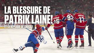 Blessure sérieuse de PATRIK LAINE au genou droit Xhekaj vient à sa défense [upl. by Notnilk]