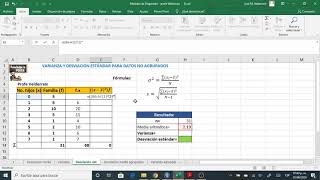 Varianza y Desviación estándar para datos no agrupados en Excel [upl. by Nosreffej]