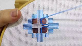 Hardanger doppie colonnine a punto cordoncino  Tutorial ricamo a mano [upl. by Kcirej585]