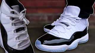 How To Lace Jordan 11s 4 Ways w ON FEET  Featuring Concord 11s [upl. by Duj]