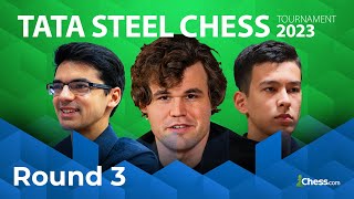 Can Magnus Anish Ding and Nordirbek HOLD Their Lead The 2023 Tata Steel Masters  RD 3 [upl. by Peednam]