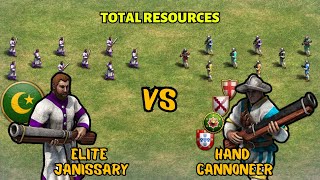 Elite Janissary vs Every Civ Specific Hand Cannoneer  AoE II DE [upl. by Tenay692]