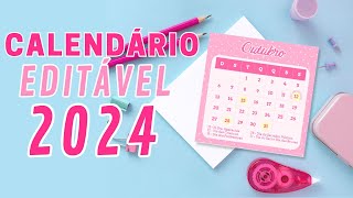 Faça Seu Calendário 2024 Editável no CANVA [upl. by Damian]