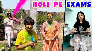 HOLI PE EXAMS  Holi Celebration with Family Vlog 2024  Aayu and Pihu Show [upl. by Atiuqin]