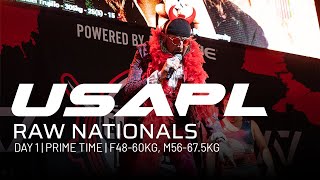 2023 USAPL Raw Nationals  Day 1  Prime Time F4860kg M56675kg [upl. by Notxam]