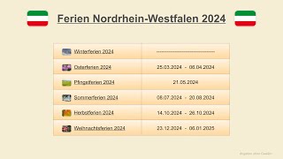 Ferien Nordrhein Westfalen 2024 [upl. by Starkey]