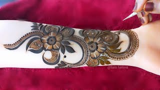 Very stylish Khafeef bold Henna Design  Eid Mehndi  Latest Beautiful Gulf Design For Front Hand [upl. by Namijneb]