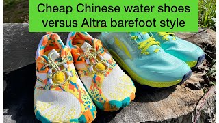 Cheap Chinese water shoes versus Altra barefoot experience [upl. by Leid726]