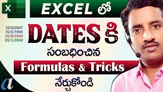 Using Dates in MsExcel Telugu  Date Formats Working Days Facing Problems amp Rectify etc [upl. by Sherris241]