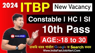 ITBP Constable HC SI Recruitment 2024  ITBP New Bharti 2024  ITBP New Vacancy 2024 [upl. by Jocko]