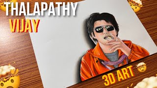 3D Art 🤯 Thalapathy Vijay Drawing 🔥 THE REAL OG 🥶3dart thalapathyvijay [upl. by Brandea]