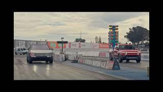 Watch the Cybertruck obliterate the Rivian R1T and Hummer EV in a drag race [upl. by Nothgiel]