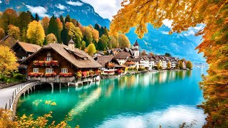 Peaceful Autumn Walk In Swiss Town Interlaken Switzerland 🇨🇭 [upl. by Sisak]