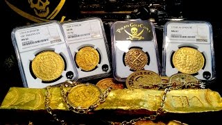 RARE PIRATE SHIPWRECK GOLD COINS AND AUTHENTIC SHIPWRECK GOLD BAR TREASURE WEEK GIMME THE LOOT [upl. by Hgalehs735]