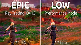 Fortnite  RTX 4060  i5 12400F  Low Performance Mode vs Epic  Ray Tracing [upl. by Ayanet781]