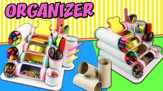 DIY MINI ORGANIZER WITH TOILET PAPER ROLLS  Back to School  aPasos Crafts DIY [upl. by Libbie]