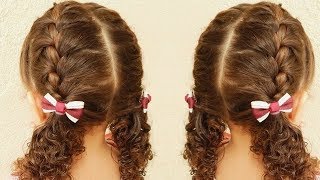 TRANÇA EMBUTIDA DUPLA COM CACHOS  PENTEADO INFANTIL PARA CABELOS CACHEADOS  DUTCH BRAIDS [upl. by Larimer179]