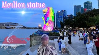 MERLION STATUE  SKYLINE VIEW  MERLION PARK  FULL WALK TOUR OF MARINA BAY SANDS TO MERLION [upl. by Segroeg]