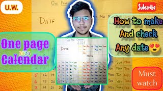 One page calendar  2024  Full tutorial  How to make one page calendar  Check any date in it [upl. by Tigram]