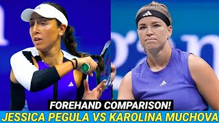 Jessica Pegula vs Karolina Muchova Powerful Forehand Comparison [upl. by Enilrek421]