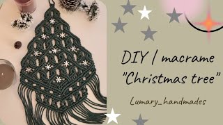 DIY  macrame quotChristmas treequot coaster or wall hanging tutorial🎄 [upl. by Ardnassela]