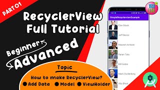 Part 01  How to implement RecyclerView Full tutorial beginner to advanced with source code  2021 [upl. by Eelinnej622]