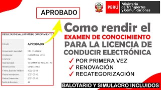 Como dar EXAMEN DE CONOCIMIENTO para LICENCIA CONDUCIR ELECTRONICA  TODAS las CATEGORIAS  paso 3 [upl. by Ardnosal]