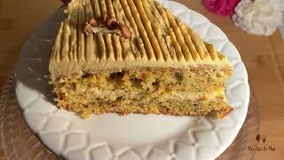 Cake à la carotte et aux noix 4K كعكة الجزر والجوز بكريمة لذيذة crème cake carottes recette [upl. by Rosemare335]