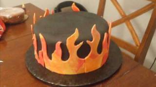 Skull amp Flames Fondant Cake [upl. by Bonaparte]