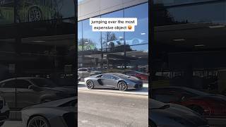 Jumping over a car 😬 shorts car challenge lamborghini [upl. by Whitford]