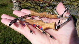 How to make a Mini Crossbow II Shootingtest [upl. by Merrel]