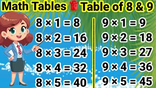 Table of 8 and 9 8 aur 9 ka Table 8 ka Table 9 ka Table Table 8 amp 9 Pahada 8 aur 9 tableof8and9 [upl. by Amsirhc]